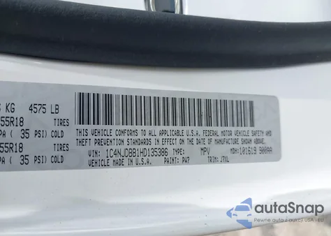 2017 Jeep Compass 75Th Anniversary Edition 4X4 z USA, uszkodzony, nr VIN 1C4NJDBB1HD135386